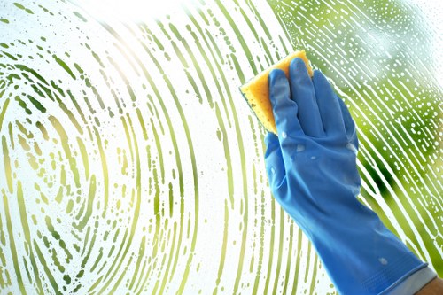 Professional cleaner handling service access and responsibility notes