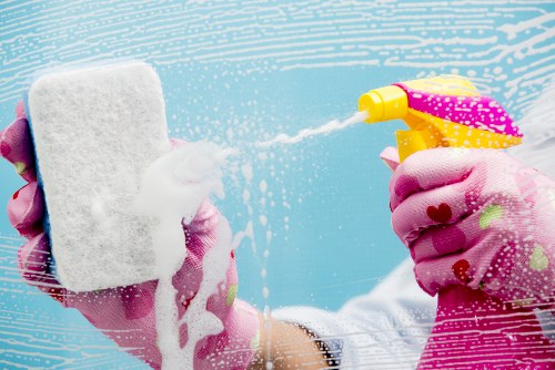 Cleaner working in a Harringay flat at the end of a tenancy